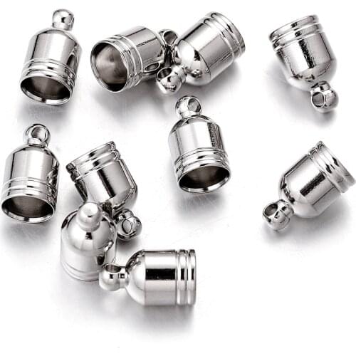 10pcs lot 4 5 6 7 8 10mm Stainless Steel Clasps Hooks Cords End Caps Cord Jewelry Making Bracelet Necklace DIY Jewelry Findings