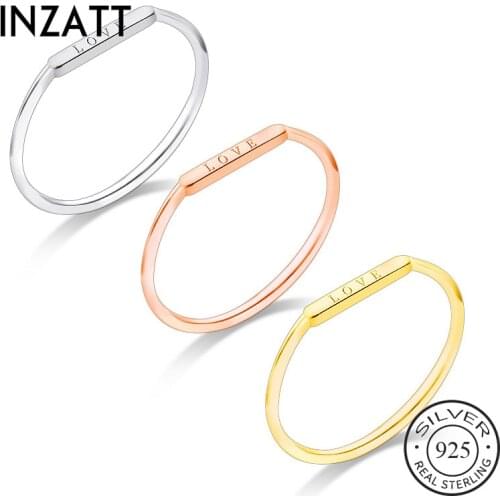 INZATT Real 925 Sterling Silver Letter LOVE Ring For Fashion Women Party Minimalist Fine Jewelry 2020 Geometric Accessories Gift