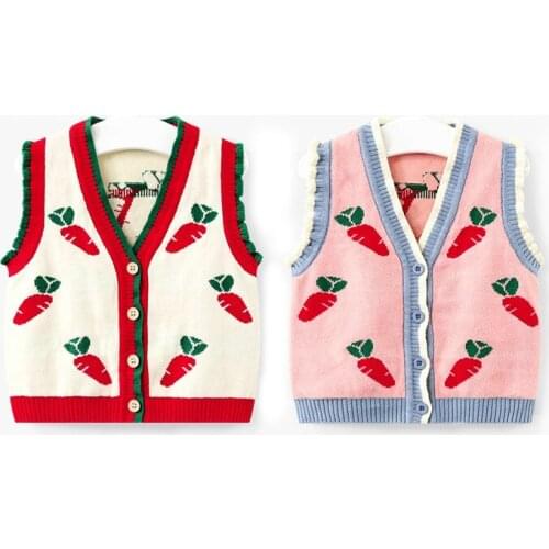 Toddler Baby Knitted Vest Boys Girls Cartoon Sleeveless Spring Autumn Waistcoat Lovely Kids Sweater Cardigan Children Outwear
