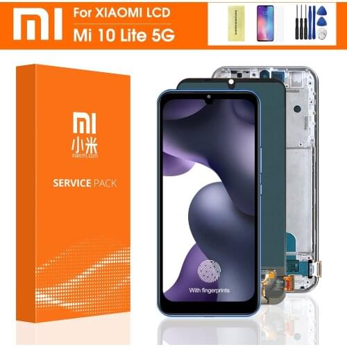Super AMOLED For Xiaomi MI 10 Lite 5G LCD Display Fingerprint Function 10 Touch Screen Replacement For MI10 Lite 5G Global