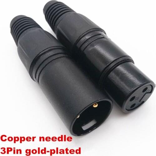 1pcs high quality Audio Copper needle gold plated 3Pin XLR Adapter Female/Male 3-cole plug Microphone Connector MIC Adapter Plug