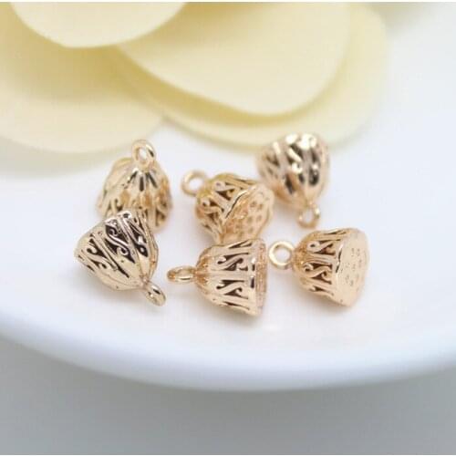 4PCS 9x12MM 24K Champagne Gold Color Plated Brass Lotus Seeds Charms Pendants High Quality Diy Jewelry Accessories