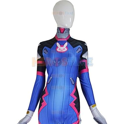 2016 3D print D. va costume blue spandex cosplay game costume for cosplayer tight superhero zentai costume for male/female/kids