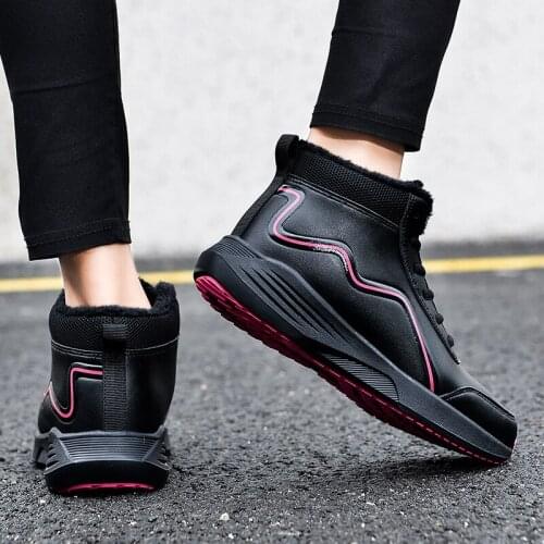 2020 Winter New Womens Shoes Plus Velvet Mid-cut Non-slip Walking Shoes Outdoor Trend Women Causal Sneakers All-match