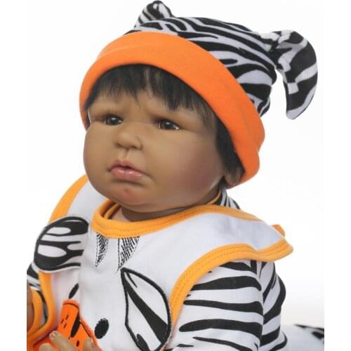 22" 55cm Lifelike Reborn Black Boy Dolls Silicone Vinyl Handmade Sweater Baby Gift