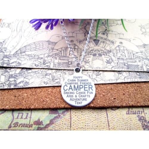 3pcs/lot Fashion stainless steel necklace "C A M P E R" Charms Pendant necklace jewelry Gift more style for choosing