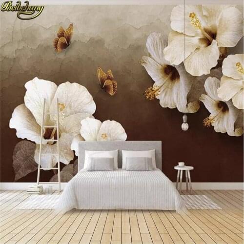 Beibehang Custom 3d wallpaper European retro flower butterfly background wall decoration painting wall papers home decor