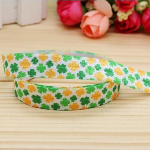 5/8'' Free shipping Fold Elastic FOE St. Patricks Day printed headband headwear hairband diy decoration wholesale OEM P5130