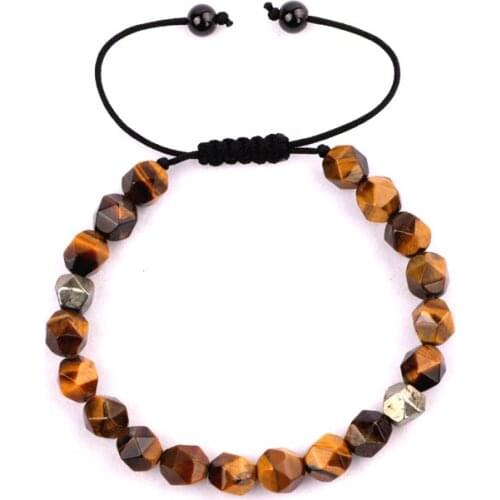 New fashion faceted natural stone beads men jewelry bracelet handmade macrame bracelet gift