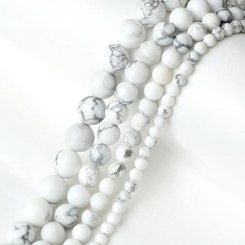 4/6/8/10mm Round White Howlite Turquoises Natural Stone Beads Loose Beads for Bracelet Jewelry DIY Handmade Making Accessories