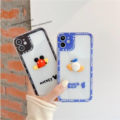 Disney Mickey Mouse Phone Case for Iphone 12mini 11 12pro Max Xs Xr X Xs Max 7/8plus Se2 Stereo Mickey Cartoon Phone Back Cover