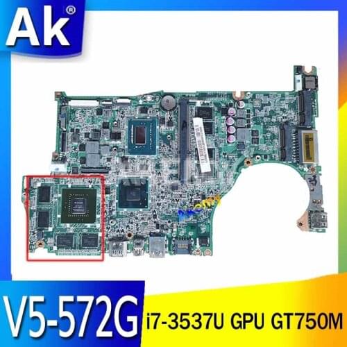 DA0ZQKMB8E0 For ACER V5-572G V5-572 V5-472G V5-472 notebook motherboard CPU i7 3537U GPU GT750M 4GB RAM 4GB 100% test work