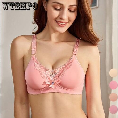 Women Push Up Bra Plus Size Underwear Thin Wireless Gathered Sexy Bralette 36-42 B C Large Breast Bras Lingerie for Woman