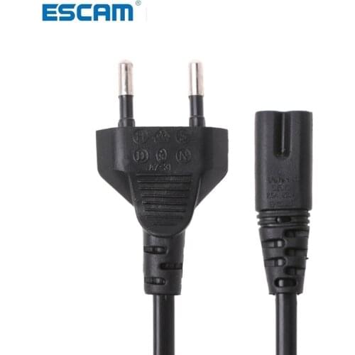 ESCAM 1pc 0.6M 2ft-Prong Pin AC EU Power Cable High Quality Wire Conductor Power Cord For Desktop Laptop