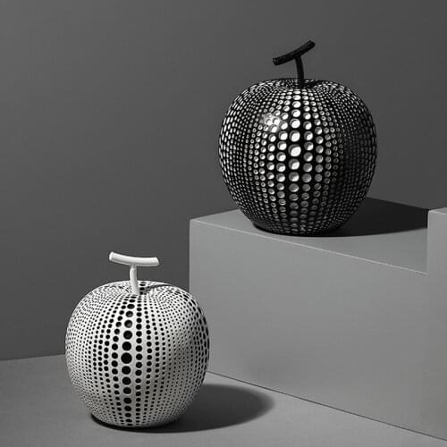 Fruit abstract art statue decoration modern home living room decoration white black apple pear resin Figurin desk decoration