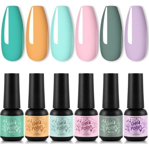 Gel Nail Polish Set Neon Light Color 6 Colors Hot Pink Blue Yellow Green Soak Off LED Bright Spring Summer Gel Nail 27RC