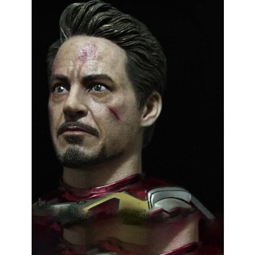 Heads King 1/6 Robert Downey Damaged Head Sculpt HK001 PVC Male Head Carving Fit 6'' Soldier Action Figure Body