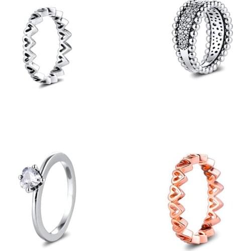 GPY Ring Freehand Hearts Rings Women Anel Feminino 100% 925 Jewelry Sterling Silver Anillos Mujer Wedding Engagement bagues pour