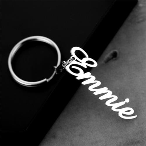 Custom Classic Stainless Steel Name Keychains for Women Customized Personalized Nameplate Letter Keyring Chains New Year Gifts