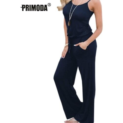 Summer Spaghetti Strap Jumpsuits Women Rompers Casual Jumpsuit Female Overalls Loose Wide Leg Long Pants 2XL Plus Size PR049G
