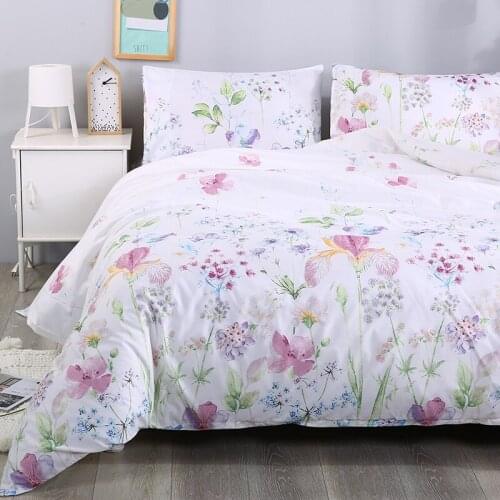 Home Living Flower Printed Bedding Sets Duvet Cover & Plillow Shams Set Ultra Soft and Comfortable Comforter Set Bed Cover Set