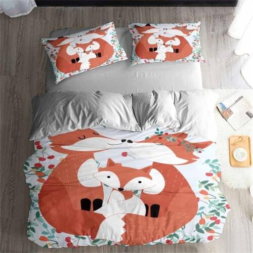 HELENGILI 3D Bedding Set cartoon Fox Print Duvet cover set bedclothes with pillowcase bed set home Textiles #ET-19