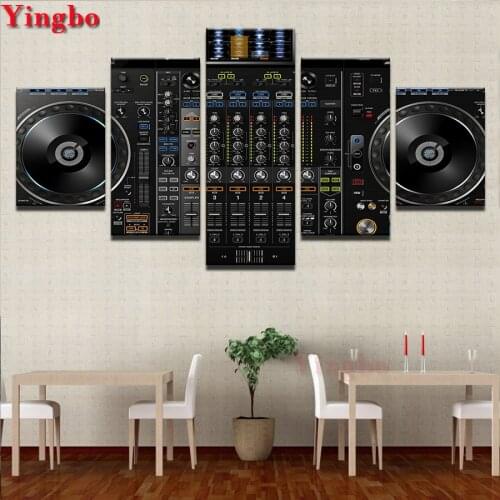 Square Round Diamond Painting 5 Pieces Music DJ Console Instrument Mixer Pictures diamond embroidery Mosaic Home Decor Wall Art