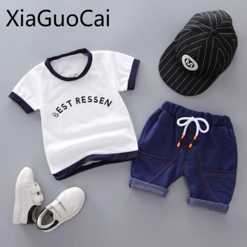 Baby Summer Jeans Short Sleeve Children Sets Boys and Girls Kids Jeans Childrens Two-piece Sets