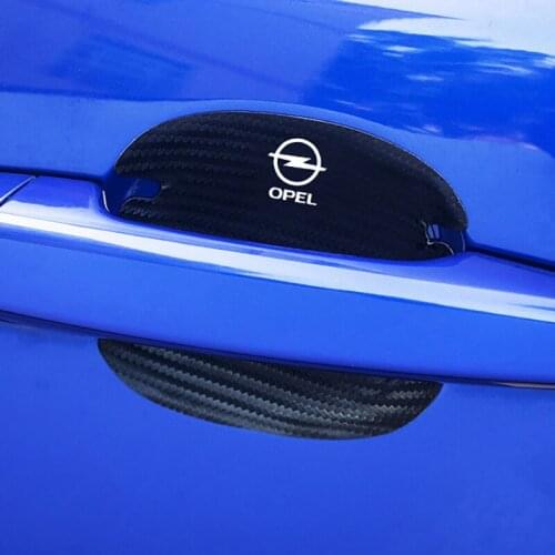 4pcs Carbon Fiber Car Door Handle Scratch Protector Leather Stickers For Opel Astra H Insignia Mokka Zafira Corsa Omega Vectra