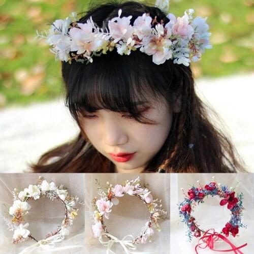 New Flower Crowns Festival Headpiece Women Hair Accessories Headdress Girl Garland Romantic Wedding Wreaths Flower Headband