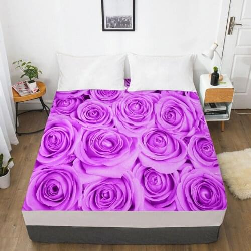 3D Fitted Sheet Custom Single Double King Size Bed Sheet With Elastic Mattress Cover 90x200 Bedding Rose For Wedding Microfiber