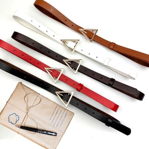 Women Belts Luxury Brand Casual PU Leather Vintage Belt Ladies Golden Triangle Buckle Womens Trousers Waistband Western style