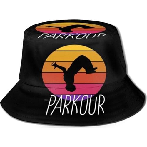 Retro 80S Sythwave Backflip Parkour Ning Gift Korean Ladies Outdoor Sun Hat Bucket Cap Parkour Parkout Ning Traceuse Traceur