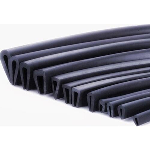 Rubber U Strip Edge Shield Encloser Bound Glass Metal Wood Panel Board Sheet for Cabinet Vehicle Thick 0.5mm - 10mm x 1m Black