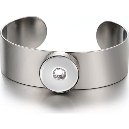 SG0060 New Simple 316L stainless steel snap Bangles Bracelets Punk bangle fit 18MM snap buttons wholesale