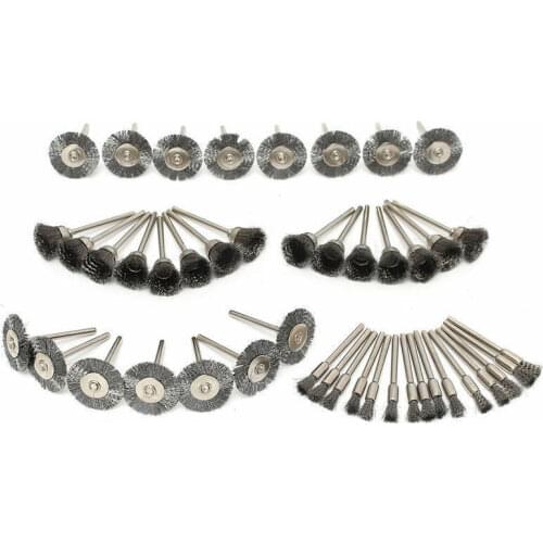 45Pcs Shank Steel Wire Brushes Polishing Wheel Brush for Tools Mini Brushed Burr Welding Metal Surface Pretreatment Grinding
