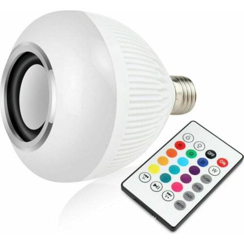 Smart E27 12W Ampoule LED Bulb RGB Light Wireless Bluetooth Audio Speaker Music Playing Dimmable Lamp With Remote Control