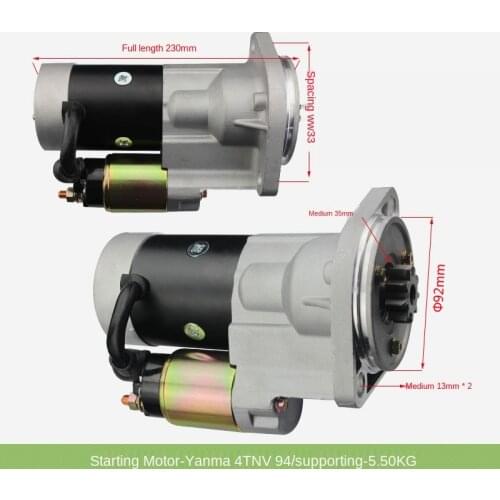 For Forklift Parts Yanmar Starter 4TNV94/98 Starter Motor Starter 9 Teeth 2 Hole 12V Starter Motor High Quality Accessories