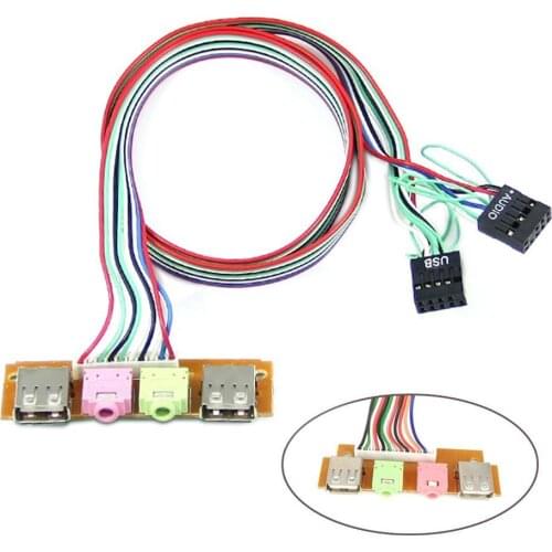 Replacement PC Computer Case Front Panel USB Audio Port Mic Earphone Cable Cord