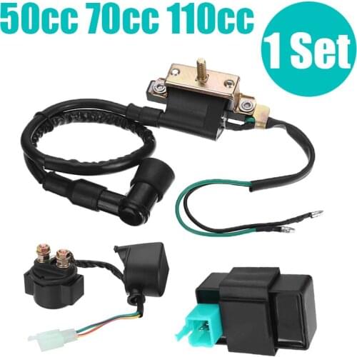 1set 50-125cc Starter Relay Solenoid + CDI Box + Ignition Coil For Scooters Moped ATV Go Kart With 4 Stroke Engine 5 Pins Plug