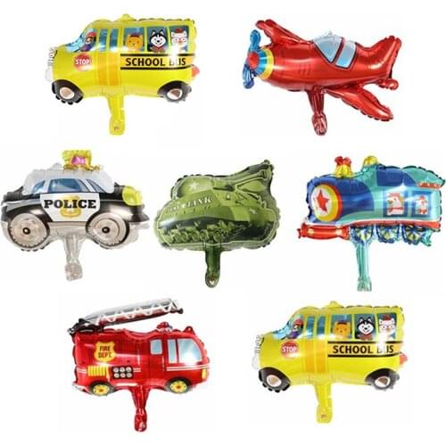 10pcs Mini Cartoon Car Balloons Fire Truck Train Balloon Ambulance Globos Children Gifts Birthday Party Decorations Kids Balls