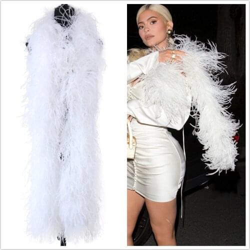 10 Ply Fluffy Soft Ostrich Feather Boa Decor Feather on Ribbon Sewing Scarf Wedding Party Decoration Shawls