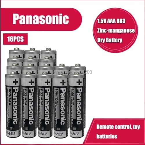16pcs Panasonic R03 1.5V AAA Battery Alkaline Batteries No Mercury Dry Battery For Electric Toy Flashlight Clock Mouse