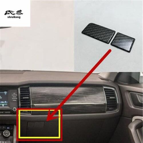 2pcs/lot ABS carbon fiber grain Passenger side glove box switch decoration cover for 2016 -2018 SKODA KODIAQ
