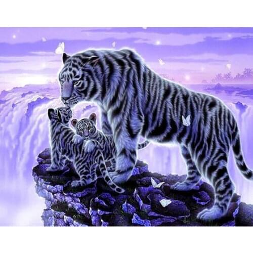 Full Diamond Embroidery White tiger 5D Diamond Painting Cross Stitch DIY Diamond Mosaic Needle Craft Christmas Gift