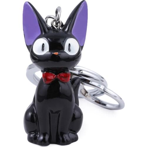Anime Kikis Delivery Service Black Cat JiJi PVC Doll Cartoon Keychain