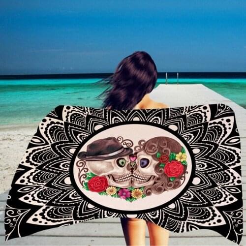 150*100cm Rose Skull Print Bath Beach Towels for Adults Women Towel Beach Bikini Shawl Girl Bath Towel Tapestry Summer Sun Block