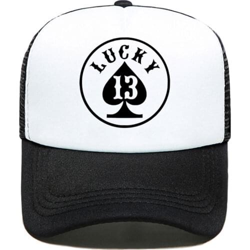 LUCKY 13 Spades Baseball Cap Funny Casual Men Women Parent-child Hats Mesh Visor Outdoor Sun Hat Adjustable Caps