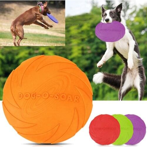 Safe Rubber Puppy Big Dog Flying Disk for Small Large Dogs Interactively Border Collie Mascotas Toy Pet Train Accessories Toys