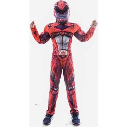 Kid Superhero Power Costume Muscle Chest Red Rangers Captain Spiderboy Spider Jumpsuit Halloween America Fancy Dress